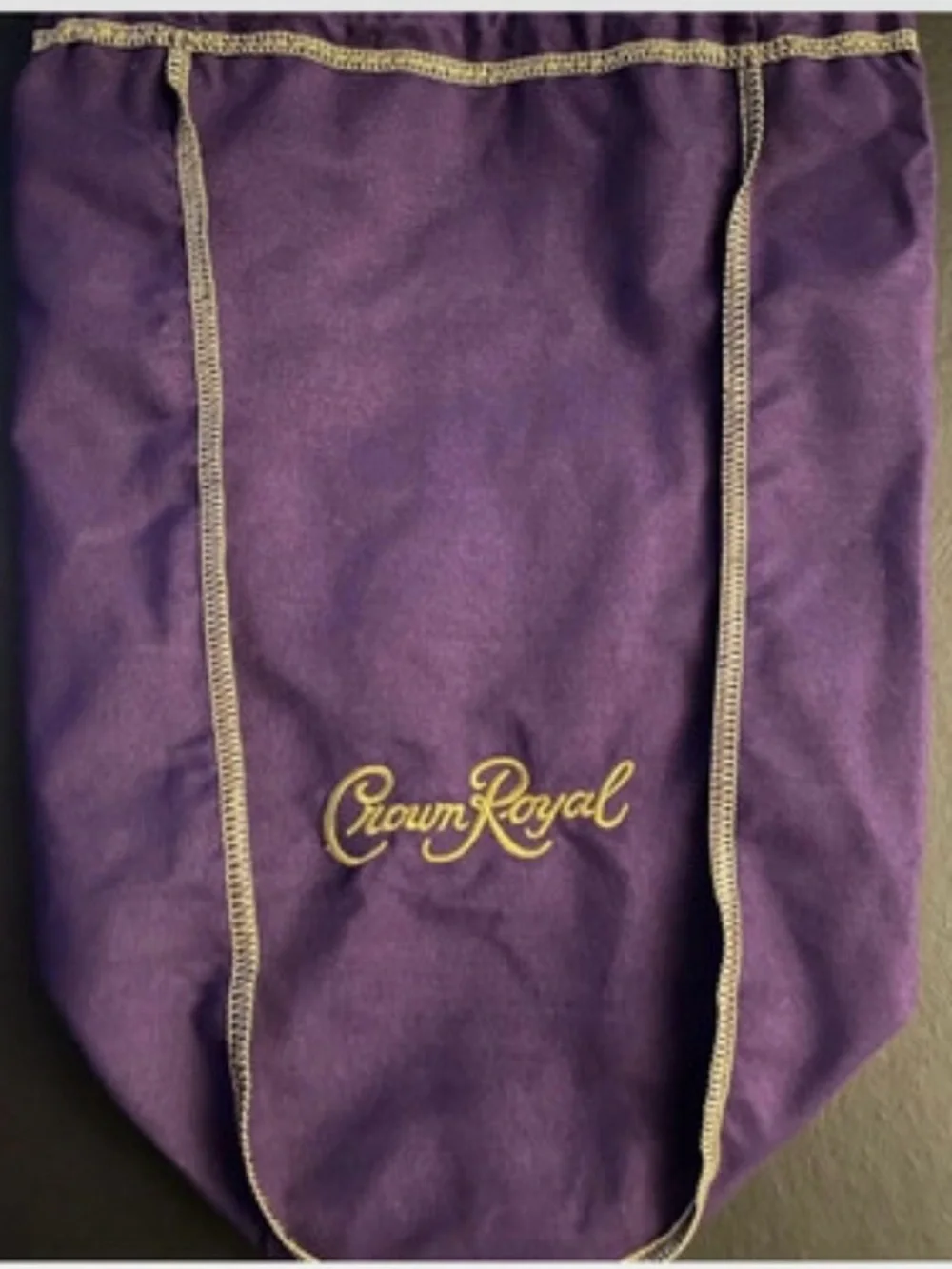3 Large Crown Royal Purple Drawstring Satchel with Gold Trim